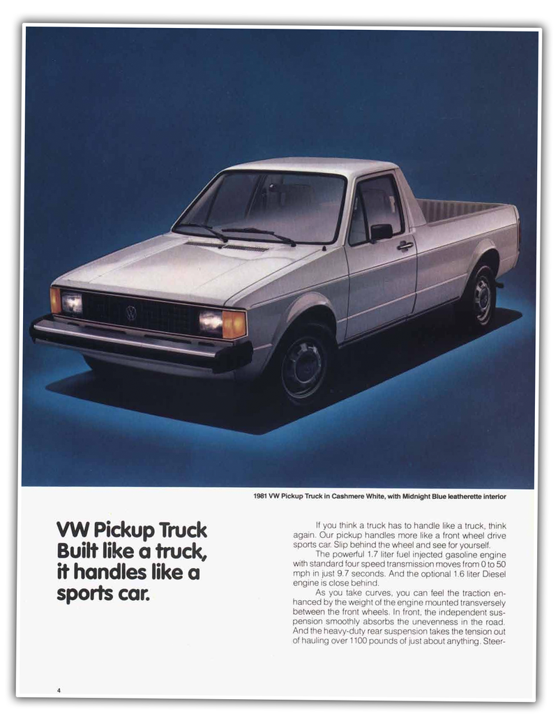 Illustration for article titled Enjoy This Nice Dose of Hyperbole from these 1980s Volkswagen Pickup Ads